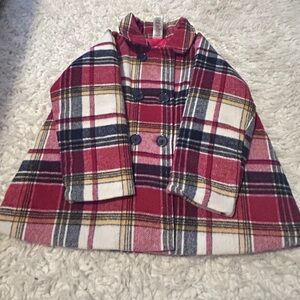 $19 Little Me plaid baby/toddler will blend quilted lining pea coat 24m k3